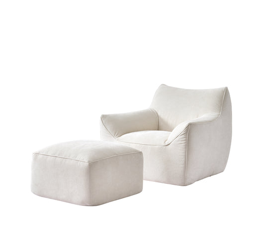 LOFACE The Arm Lounge Chair with Ottoman(LS101) Beige