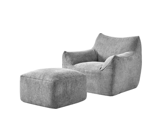 LOFACE The Arm Lounge Chair with Ottoman(LS101) Light Gray